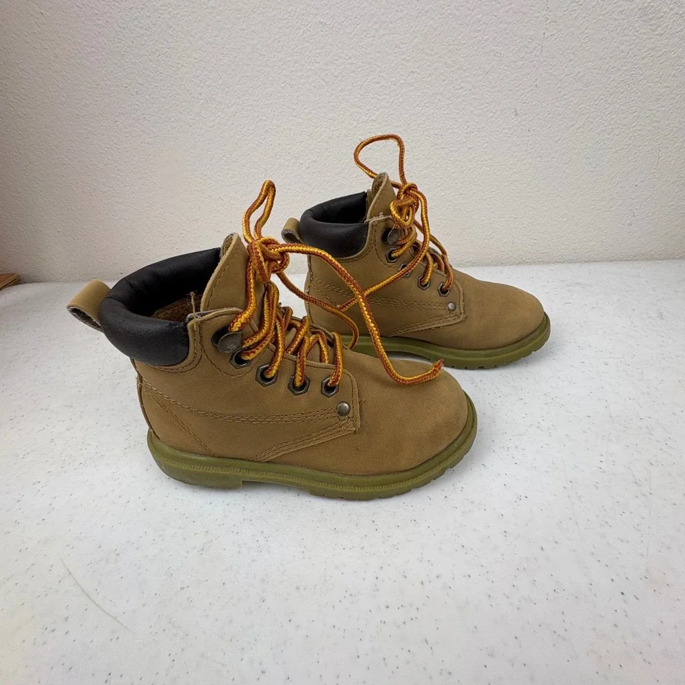 Ozark Trail‎ Dale Toddler Boys Wheat Work Boots Size 7 Tan Lace Up Lug Sole